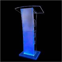 GOJLEX Acrylic Podium Stand with lights, 43”Transp