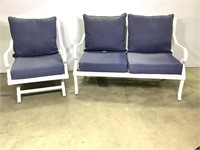 White Painted Aluminum Patio Seating Pair