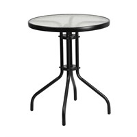 Flash Furniture Round Tempered Glass Metal Table,