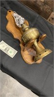 Brass Oil Lamp with Wood Holder