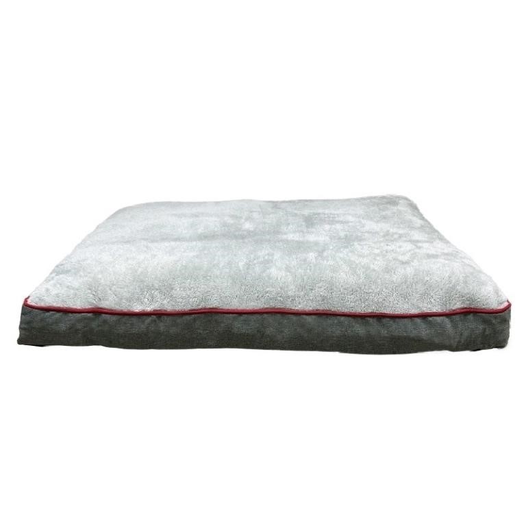 Canadiana Plaid Large Dog Bed, Grey woven fabric,