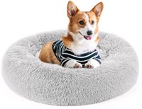 Dog Bed, Calming Dog Beds - Faux Fur Pet Donut Cud