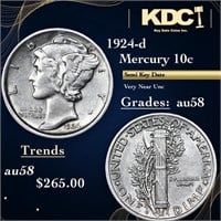 1924-d Mercury Dime 10c Grades Choice AU/BU Slider
