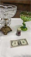 WOW! Cut Crystal / Gold Compote Fruit Bowl, Etc