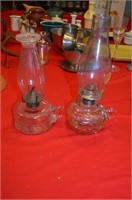 Set of 2 glass oil lamps