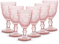 Set of 6 Goblets-Pink Wine Glasses 10 oz