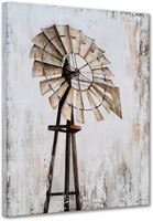 Yihui Arts Rustic Canvas 48x36IN Windmill Art