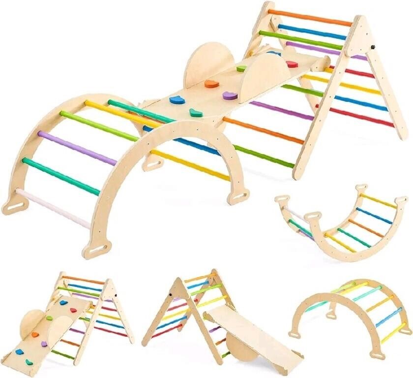 Amoveo Pikler Triangle 4 in 1 Wooden Toddler Climb