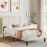Twin Bed Frame with Wingback Headboard