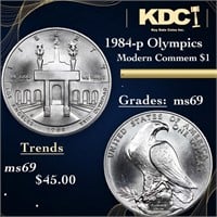1984-p Olympics Modern Commem Dollar 1 Grades ms69