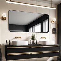 Growsun 55x28 Black Vanity Bathroom Mirror
