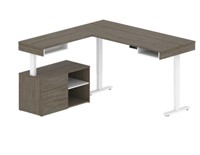 L-shaped Standing Desk With Credenza ( 3 Boxes)