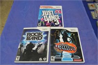 Nintendo Wii Just Dance3,Rock Band,DDR Hot Pa