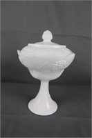 Milk Glass Harvest Grape Candy Dish Compote Bowl
