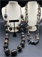 Two Costume Necklaces & 1 Pr Earrings