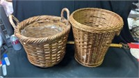 Wicker trash can and planter