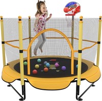 5FT Kids Trampoline with Safety Net  Yellow