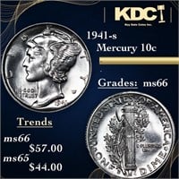 1941-s Mercury Dime 10c Grades GEM+ Unc