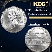 1993-p Jefferson Modern Commem Dollar 1 Grades GEM
