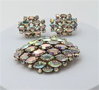 Signed Sherman Shimmering Brooch Earrings Book 39