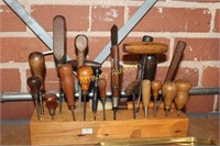 VINTAGE CARVING TOOLS IN STAND