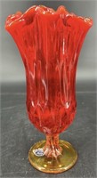 Fenton Amberina Handkerchief Vase Uv Reactive