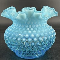 Fenton Blue Opal Hobnail Vase Uv Reactive
