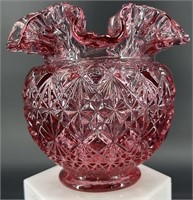 Fenton Cranberry Crimp Vase