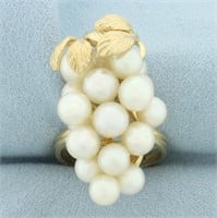 Unique Cultured Akoya Pearl Bunch of Grapes Ring i