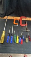 Screwdrivers & c-clamps
