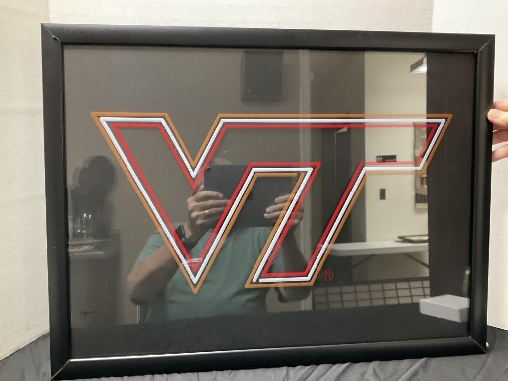 Lighted Virginia Tech sign framed. 24 x 18