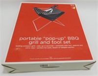 * Portable Pop-Up BBQ Grill & Tool Set - New