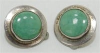 Vintage Sterling Silver Turquoise Clip-On