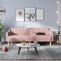 (2-Boxes).Velvet Futon Sofa Bed Couch,