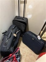 3 soft side suitcases, 1 large tote bag