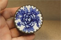 Chinese Sterling and Porcelain Trinket Box
