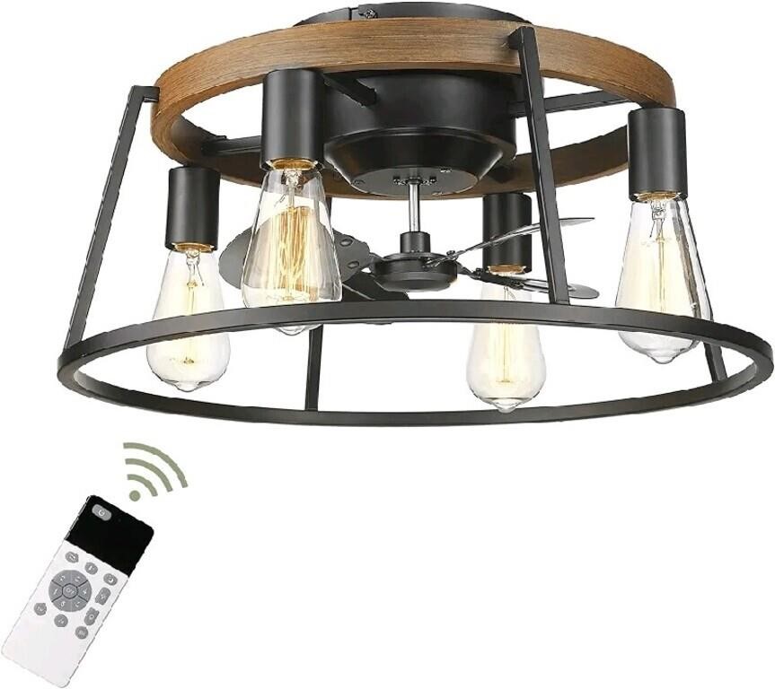Caged Ceiling Fan with Lights Remote Control, Indu