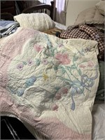 pastel floral handsewn quilt 72 x 88"