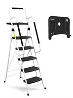 HBTower 5 Step Ladder with Handrails, Folding Step