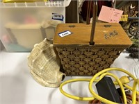 vintage basket/purse, and conch shell