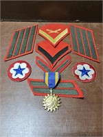 8 Military Patches and 1 Military Medal