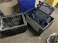 2 woven tote baskets black 16x 12 and 14.5x 10,5"