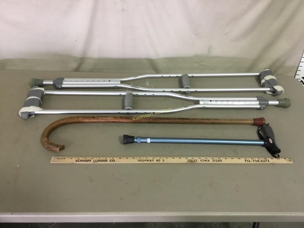 Adjustable crutches and two canes (one adjustable)
