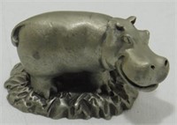 Vintage Pewter Hippopotamus Figurine