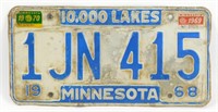 1968 Minnesota License Plate