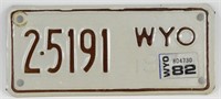 1982 Wyoming Motorcycle Plate