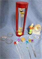 GLASS ROSES CANDLE DRIP TRAYS GALILEO THERMOMETER