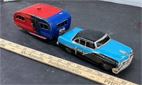 1/24 scale Tin Toy Car with Travel Trailer