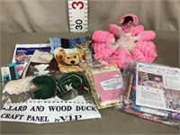 Doll House Kit, Duck panels, crocheted doll dress