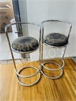 pair of chrome bar stools
